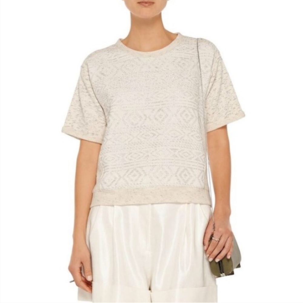 Rebecca Taylor Metallic Jacquard Knit Top size M
